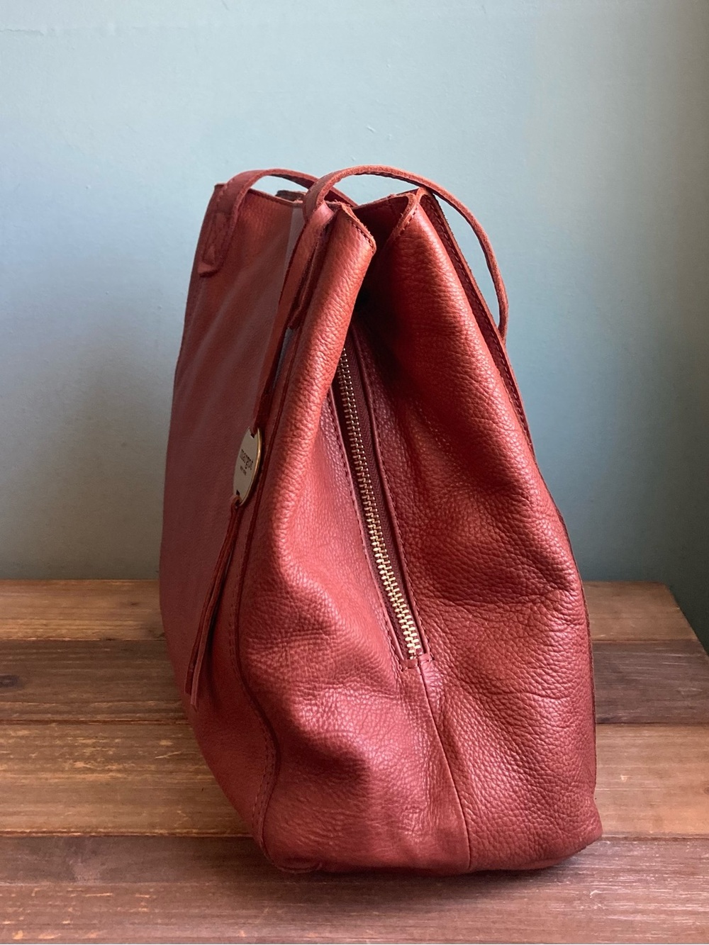 Margot New York Marcy Leather Tote Bag Brandy - Picture 4 of 10